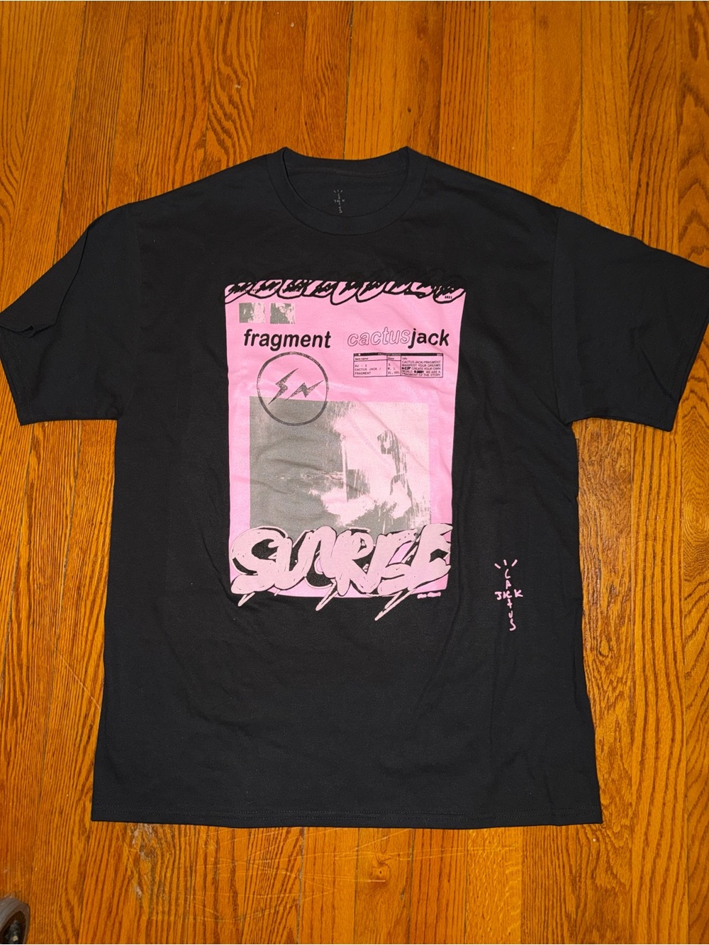 Travis Scott x Fragment Cactus Jack Pink Sunrise Tee Black Size L